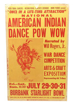 1966 Pow Wow Poster National American Indian Dance Tos-que 22x14 Burbank - $75.00