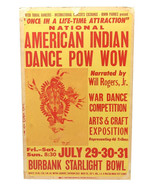 1966 Pow Wow Poster National American Indian Dance Tos-que 22x14 Burbank - $75.00