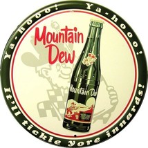 Mountain Dew 24&quot; Round Embossed Tin Metal Sign - £59.31 GBP