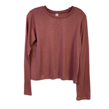 T-Shirt Women&#39;s Pink Long Sleeve Pullover Jewel Neck Stretch Casual Top M New - £15.69 GBP