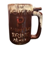 5&quot; Vintage Brown Glaze Ceramic Novelty Beer Mug Went To P - Wet Your Whi... - $20.35 CAD