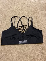 PINK ULTIMATE by Victoria&#39;s Secret Sports Bra Black Strappy Size Large - $23.36