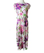 NEW Lascana Flutter Sleeve Flowy Viscose Dress White Purple Pink Floral ... - $66.33 CAD