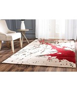 Modern Abstract Design Scattered Print Rug, Pure Wool Hand Tufted Indian... - $250.00+