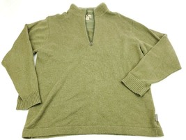 Woolrich Quarter Zip Pullover Sweater Mens M Light Olive Green Cotton Wool Blend - £19.94 GBP