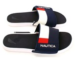 Nautica Men&#39;s Red White Blue Adjustable Hook &amp; Loop Slides Sandals NWT - $49.99