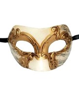 White Gold Colombina Masquerade Mardi Gras Mask Italy Italian Venetian M... - £49.54 GBP