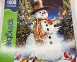 Vintage Springbok 1000 piece jigsaw puzzle Snowman &amp; Feathered Friends B... - $13.71