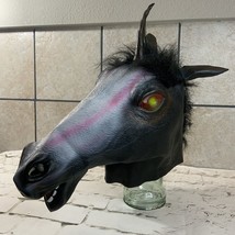 Rubber Horse Head Mask Black White Crazy Eyes Halloween Cosplay Gag Gift - £9.38 GBP