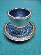 W &amp; S Blackinton silverplate Blue Glass Lined Cup and Saucer Rare Original - £49.19 GBP