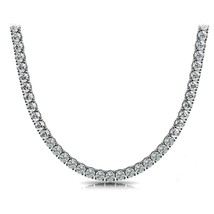 13.50Ct Brilliant Künstlicher Diamant Tennis Halskette 14K Weiß Vergoldet Silber - £229.79 GBP