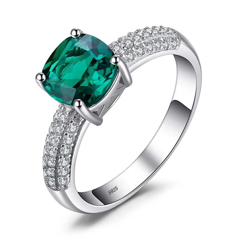 Green Simulated Nano Emerald Created Ruby Ring 925 Sterling Silver Gemstone Soli - £18.99 GBP