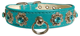 Turquoise Stone Flower Dog Collar for French Bulldog, Yorkie, All Breeds - £30.53 GBP+