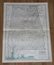 1897 Antique Dated Map Of Alabama / Mobile Montgomery Birmingham - £19.40 GBP