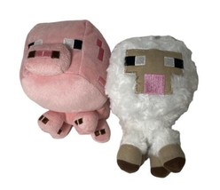 Jazwares Mojang Minecraft Pink Pig and White Lamb Stuffed Animal Lot 2pc Plush  - $13.21