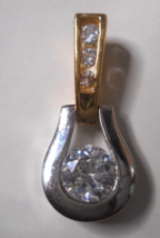 Lia Sophia Double Play Gold Tone Silver Tone Slide Cut Crystal Accents 1 1/2&quot; - £17.40 GBP