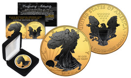 2023 1 oz .999 Silver American Eagle US Coin 24K Gold Gilded w/ Black Ruthenium - £67.22 GBP