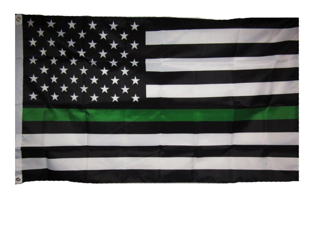AES 3x5 USA Memorial Border Patrol Game Warden Park Ranger Green Line Fl... - $12.88