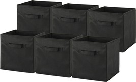 6 Pack - Simplehouseware Foldable Cube Storage Bin, Black - £31.96 GBP