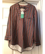 H&amp;M Womens Size 2 Striped Long Sleeve Blouse Top Shirt NWT Business Dress - $10.99