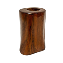 Vintage Hand Carved Brown Varnished Rustic Wood Log Toothpick Holder 3.5&quot; Tall - £9.74 GBP