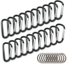 20PCS Mini 1.85&quot;/4.7CM Aluminum Carabiners with 10PCS Nickel Metal Key Rings Lig - $17.00