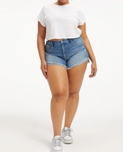 Good American Women&#39;s Plus Curvie Denim Blue Jean Shorts High Rise 22 NWT - £52.56 GBP