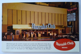 Harrahs Club Casino Postcard Reno Nevada Slot Machines Old Cars Red Nich... - $6.65