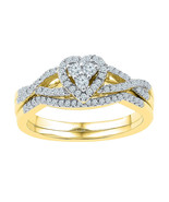 10k Yellow Gold Round Diamond Bridal Wedding Ring Band Set 3/8 Cttw - £629.69 GBP
