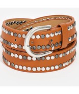Vegan Leather Studded Belt Brown - $24.45 CAD