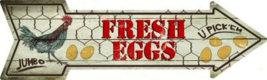 Fresh Eggs Novelty Metal Arrow Sign 17&quot; x 5&quot; Wall Decor - DS - £17.54 GBP