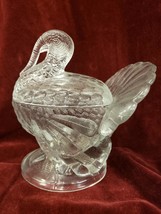 Vintage Turkey Heavy Clear Glass Candy Dish 2 Piece Covered Dish Bowl - £23.80 GBP