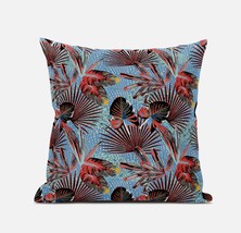 18 Coral Blue Tropical Zippered Suede Throw Pillow - £55.23 GBP