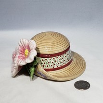 VTG Fitz & Floyd Essentials Hat Lid Shaped Flowers Ceramic Trinket Jewelry Box - $21.95