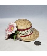 VTG Fitz &amp; Floyd Essentials Hat Lid Shaped Flowers Ceramic Trinket Jewel... - £17.39 GBP
