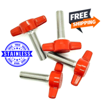 5/16&quot; Thumb Screw Bolts with Red Butterfly Tee Wing Knob Plastic Cap Sta... - $12.04+