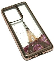 Samsung Galaxy S20 Ultra 6.9&quot; Rose Gold Eiffel Tower Glitter Liquid Case Cover - £12.78 GBP