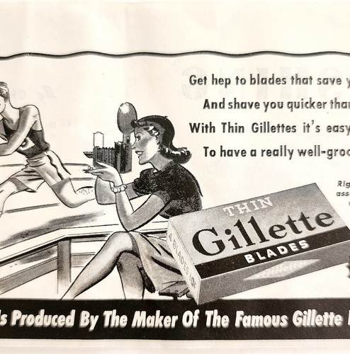 Gillette Thin Shaving Razor Blades 1940 Advertisement Beauty Hair Care D... - $19.99