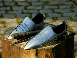 Medieval Plate Sabatons Armor Steel Shoes High Quality Warrior Metal Shoes - £53.50 GBP