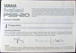 Yamaha PSS-20 Portasound Mini Keyboard Original Owner&#39;s User&#39;s Manual Bo... - $276.38 MXN