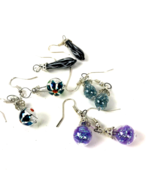 Handmade Dangle Earrings Artisan Glass Holiday jewelry Lot of 4 pairs - £15.49 GBP