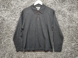 Tricots St Raphael Wool Sweater Men Medium Collared Polo Style Gray Nice - £29.56 GBP
