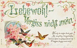 LEBEWOHL VERGISS NICHT MEIN-1901 GERMAN GREETING POSTCARD - $4.88