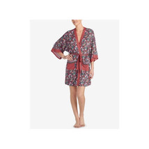 Layla Womens Sleepwear Mixed Print Short Wrap Robe,Ccoal/Fl,Small - £34.88 GBP
