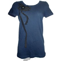 j Crew Sz Small S 100% Cotton Dark Blue W Black Short Sleeve Tee Tshirt Short Sl - £9.93 GBP