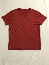 Polo Ralph Lauren Shirt Mens Large Red V Neck Short Sleeve Solid Adult Logo - £10.85 GBP