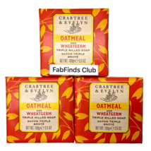 Crabtree &amp; Evelyn Oatmeal Bar Soap Triple Milled 10.5oz (3x3.5oz) 3pc Set - £14.19 GBP