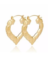 18k Layered real gold filled bamboo earrings 50mm - $221.81 MXN
