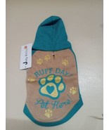 Jolly Knits Xsmall Turqoise/tan Combo Ruff Day Pet Here Hoodie - $19.01 CAD