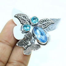 Swiss Blue Topaz Gemstone Handmade Fashion Ethnic Ring Jewelry 9.50" SA 4934 - £3.98 GBP